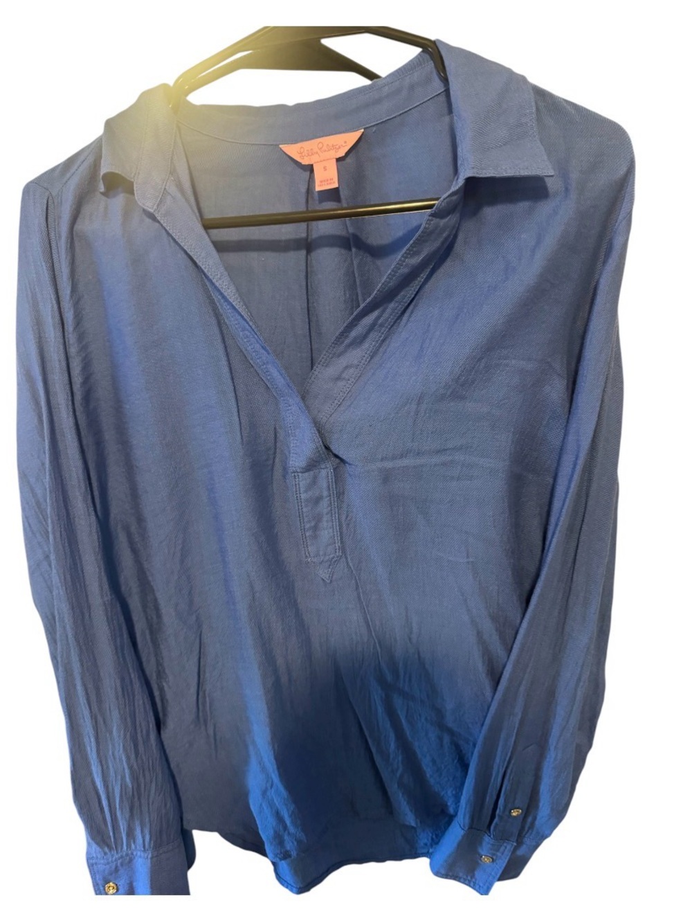Lilly Pulitzer Blue Long-Sleeve V-Neck Blouse